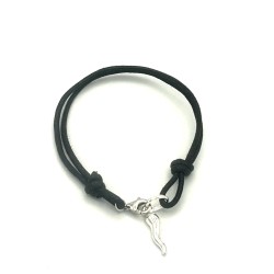 BRACCIALE IN ARGENTO 925 FILO CERATO CON PENDENTE CORNETTO