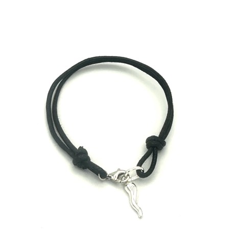 BRACCIALE IN ARGENTO 925 FILO CERATO CON PENDENTE CORNETTO